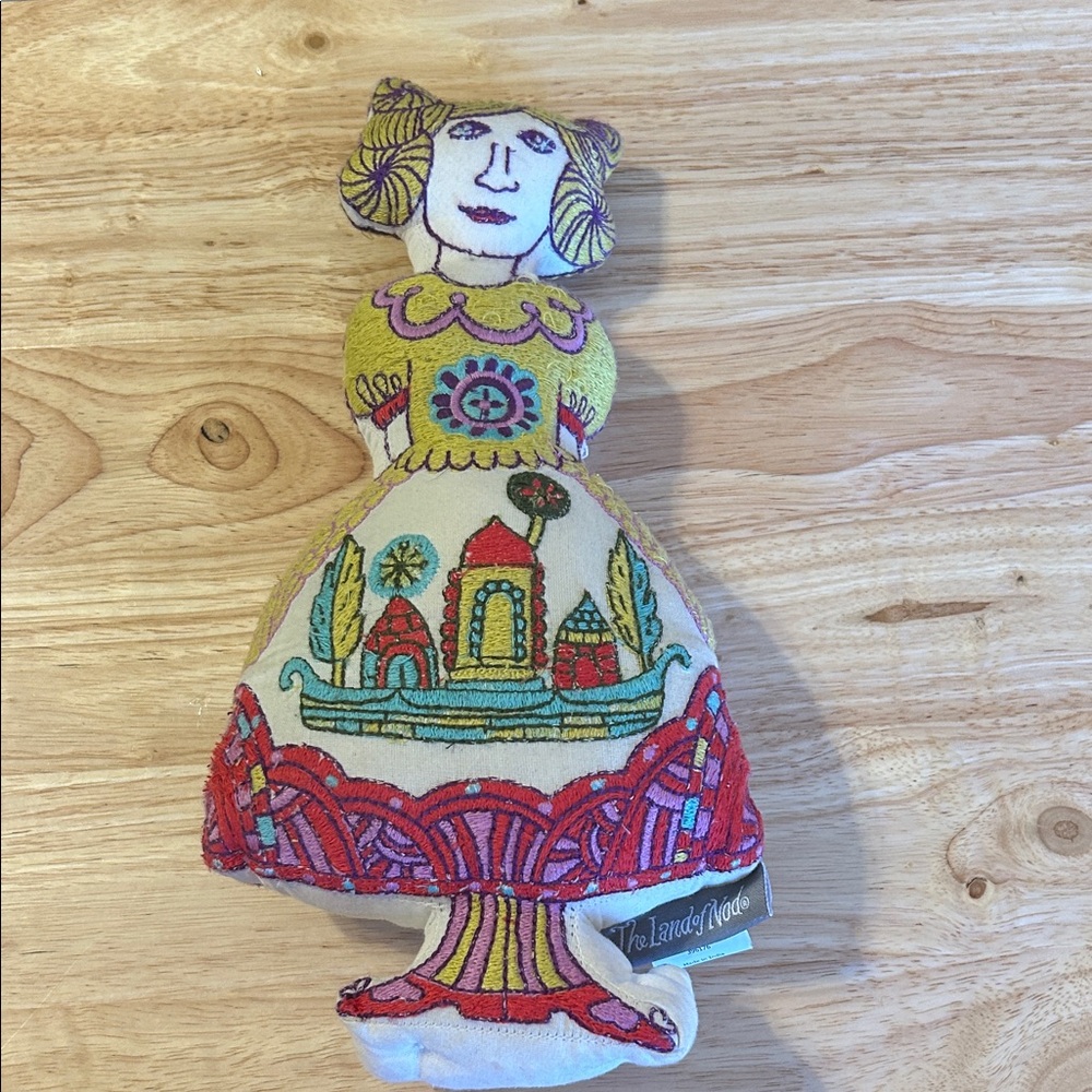 Land Of Nod Doll 10.5" Emboidered Sarajo Frieden Collection 100% Cotton Cloth